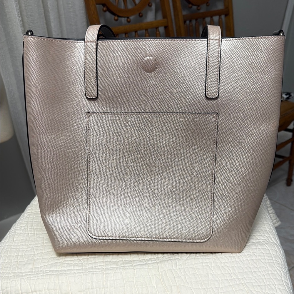 Target Faux- Leather Work Tote Bag Metallic Rose - Elegant Everyday Carry on